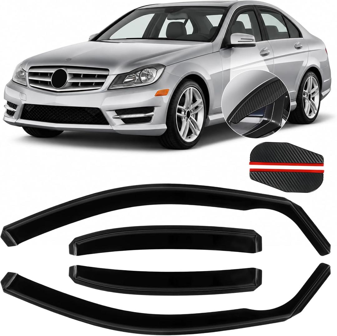 in-Channel Rain Guards Fit for Mercedes-Benz W204 C Class Sedan 2008-2014