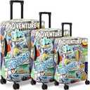 3 Pcs Travel Luggage Cover Washable Suitcase Protector Cover Anti Scratch Case Fits 18-28 Inch Luggage, 3 Sizes(Travel Style)