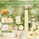 9 in Beeswax Taper Candles,6 Pack Dripless Pure White Beeswax Candle Sticks,10 Hours Long Burning Natural Bees Wax Candles for Home,Unscented Smokeless Tapered Candlesticks for Dinner