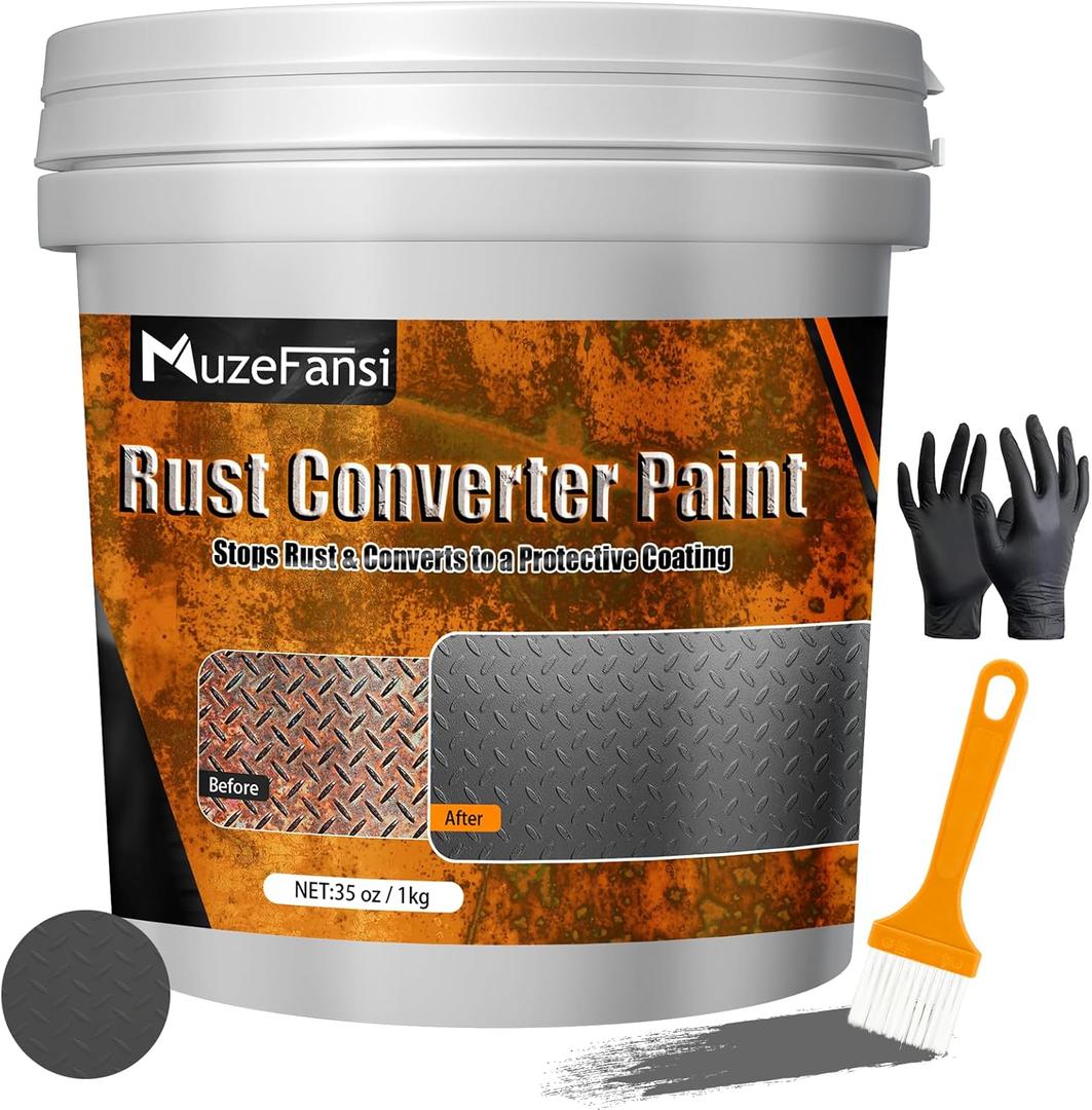 Rust Converter Paint Gray 35oz 2-in-1 Rust Proof Paint & Metal Primer, Anti Rust Coating, Metal Rust Inhibitor for Auto & Tools
