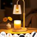 Adjustable Candle Warmer Lamp with Timer - Electric Light Wax Warming Dimmable Flameless Top Melter Heater Melting Heating Height Small Jar Candles Gifts Women Mom Birthday Home Desk Modern Decor
