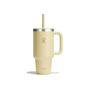 Hydro Flask Travel Tumbler with Handle, Lid and Straw - Insulated Stainless Steel in 32 Oz Starlight