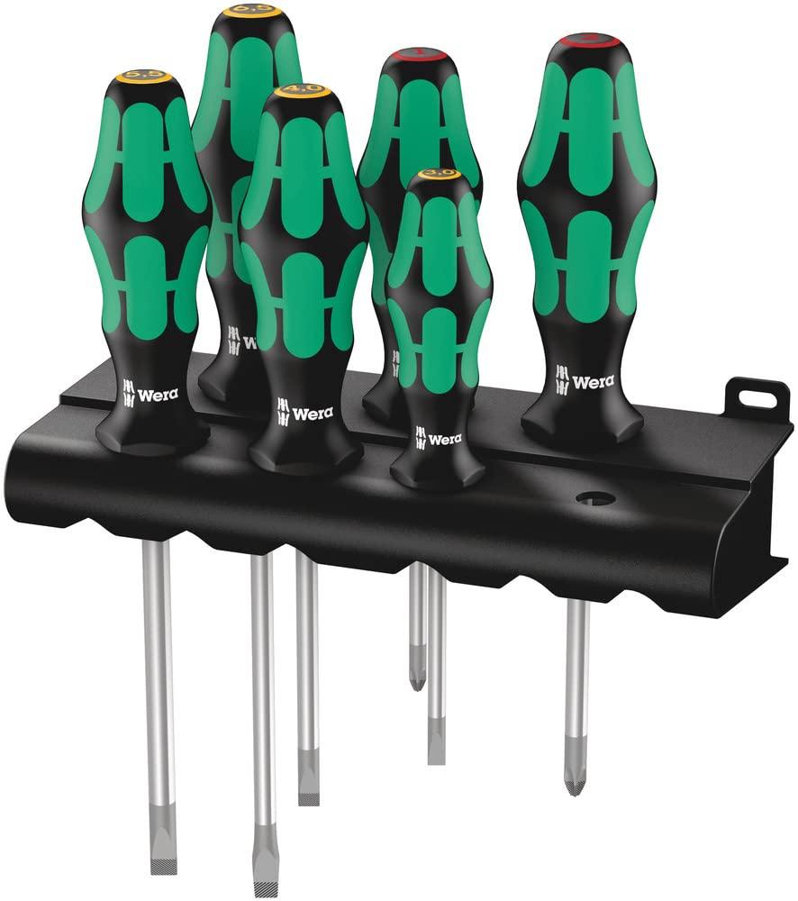 WERA 05105650001 334/6 Rack Screwdriver Set Kraftform Plus Lasertip and Rack, 6 Pieces (One Size)