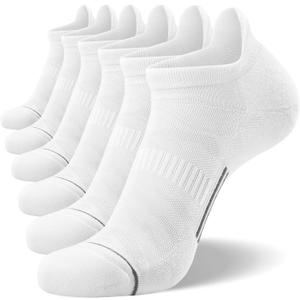FITRELL 6 Pack Men's Ankle Running Socks Low Cut Cushioned Athletic Sports Socks, Shoe Size 9-12, White+Gray