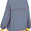 Caracilia Women's Oversized Sweatshirts Long Sleeve Henley Button Down Pullover Hoodies Tunic Tops 2025 Trendy Fall Clothes Striped Pink XXL (XXL)