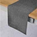 Solino Home Linen Table Runner 36 Inches - 100% Pure Linen Charcoal Grey Table Runner 14 x 36 Inch Ideal for Dresser and Coffee Tables - Athena