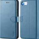 TUCCH Case for iPhone SE 2022/iPhone SE 2020/iPhone 8/iPhone 7, PU Leather Wallet Magnetic Stand Folio with Card Slot Holder, [TPU Shockproof Inner Case] Compatible with iPhone SE3/7/8/SE2, Lake Blue