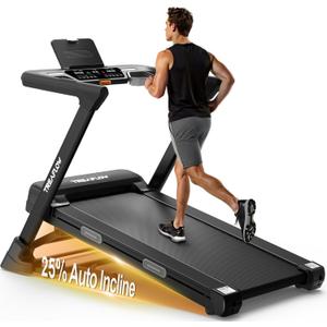 TREAFLOW Treadmill with 0-25% Auto Incline, 3.5 HP Folding for Home Running, 10.0 MPH Max Speed, 300 lbs Weight Capacity, Bluetooth Speaker.