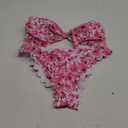 Women's Two Piece Strapless Tube Top Mid Waist Bottom Bikini Set Sexy Bathing Swimsuits (Medium, Rose Red Floral)