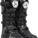 Scoyco Dirt Bike Boots for Men, Enduro Motocross Boots with Shin Guard & Ankle TPU Protection Full Leather Off-road Riding Boots (10, Black)