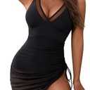 Blooming Jelly Womens One Piece Swimsuit Tummy Control Swim Dress Curvy Modest Bathing Suit Wraps Sarong Swim Suits 2025 Size XXL