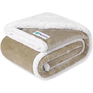 PetAmi Waterproof Dog Blanket for Medium Large Dog Puppy Cat Throw for Couch Cover Leakproof Protection, Sherpa Fleece, Reversible Soft Washable 60x40 Taupe