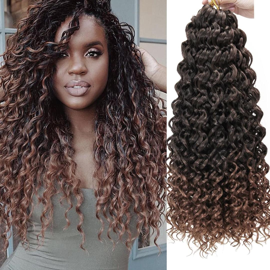 8 Packs Curly Crochet Hair GoGo Curl Crochet hair for Women Natural Black Deep Wave Braiding hair, Synthetic Bohemian Crochet Braid Water Wave Crochet hair Extensions