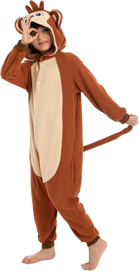 Spooktacular Creations Halloween Child Monkey Jumpsuit for Kids, Toddler Halloween Dress Up, Animal Plush Costume (10-12)