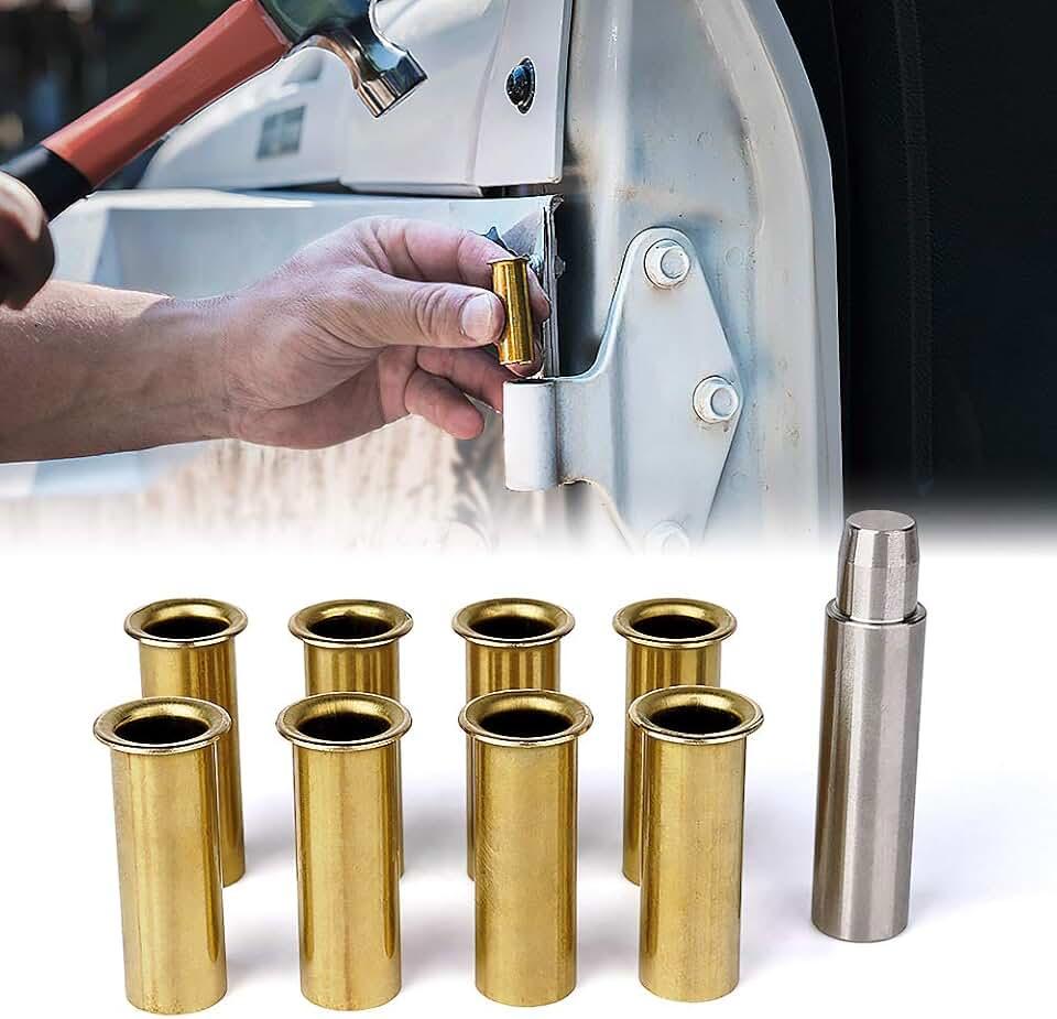 Brass Door Pin Guides & Hinge Liners Compatible with 07+ Jeep JK JL JT 8PC | Rust Resistant, Direct Replacement