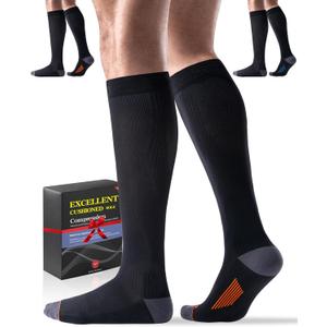 3 Pairs Easy On/Off Compression Socks - 15-20 mmHg Moderate Support Socks with Cushioned Sole and Seamless Toe (Large-X-Large)