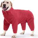 ROZKITCH Small Dog Fleece Pajamas, Pet Windproof Warm Cold Weather Jacket Vest Cozy Jumpsuit Apparel Outfit Clothes for Small Medium Large Dog Walking Hiking Sleep Red S (S(Back Length:16"))