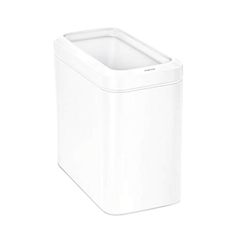 simplehuman Slim Open Trash Can, 25L, 6.6 Gallon, Commercial Office for Conference Rooms, Hotel Rooms, Reception, Heavy Duty Stainless Steel, ADA-Compliant, White