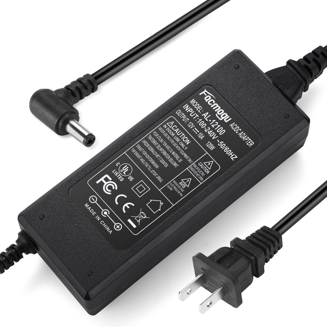 Facmogu 12V 10A Power Supply AC to DC Adapter, AC to DC Converter 100V-240V to 12V 10A 120W, 12 Volts 10 Amps Power Transformer 5.5x2.5mm & 5.5x2.1mm Tip, Desktop Regulated Power Adapter