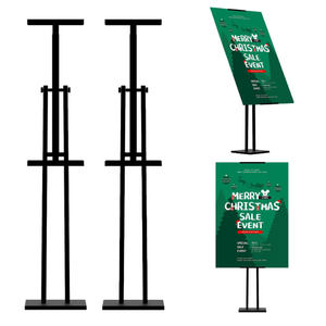 ONCEMORE Heavy Duty Sign Stand, Floor Poster Board Stand, Adjustable Metal Sign Holder Height Up to 60 Inches and 180° Rotation Display Standing Pedestal for Board & Foam, Black