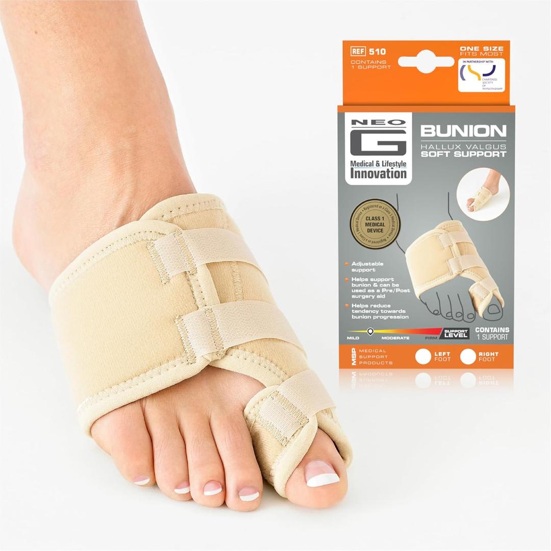 Neo-G Bunion Soft Support - for Big Toe Alignment, Hallux Valgus, Pre/Post-Operative Aid - Malleable Metal Splint - Class 1 Medical Device (Right)