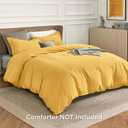Bedsure Duvet Cover Full Size - Soft Double Brushed Bedding Set for Kids & Adults, Zipper Closure, 3 Pieces, Includes 1 Duvet Cover (80"x90") & 2 Pillow Shams, NO Comforter, Golden Yellow