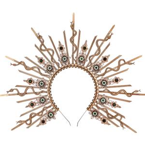 Sunburst Goddess Halo Crown - Spiked Renfaire Sun Headband Virgin Mary Headpiece for Women Renaissance Halloween (Gold)