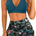 Yonique Womens High Waisted Bikini with Skirt Two Piece Swimsuit with Tummy Control Halter Bathing Suit XL