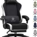 GTPLAYER Gaming Chair, Ergonomic Computer Chair with Footrest and Lumbar Support, High Back Recliner Chair 350lbs, Height Adjustable for Home Office, Black, Oversized