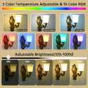 Battery Operated Wall Sconce Set of 2, RGB Dimmable Rechargeable Wall Light with Glass Shade, 48hr Battery Life Wireless Sconce with Remote Control Timer, Farmhouse Rustic Style Wall Lighting Fixture
