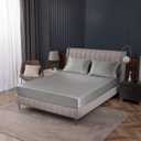 Homiest Light Grey Satin Fitted Sheet King Size, Deep Pocket, Luxury & Ultra Soft Bedding