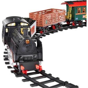 Amazon Basics Remote Control Steam Engine Hobby Train Set with Tender and Gondola, working light and realistic sounds Age 3 or up Perfect for Kids, Multicolor