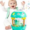 M SANMERSEN Baby Boy Toys 6-12 Months, Dinosaur Rotating Light Up Musical Baby Toys for 0-6 12-18 Months Newborn Infant Crawling Tummy Time Toys, Birthday Easter Gifts for Baby Boys- Green