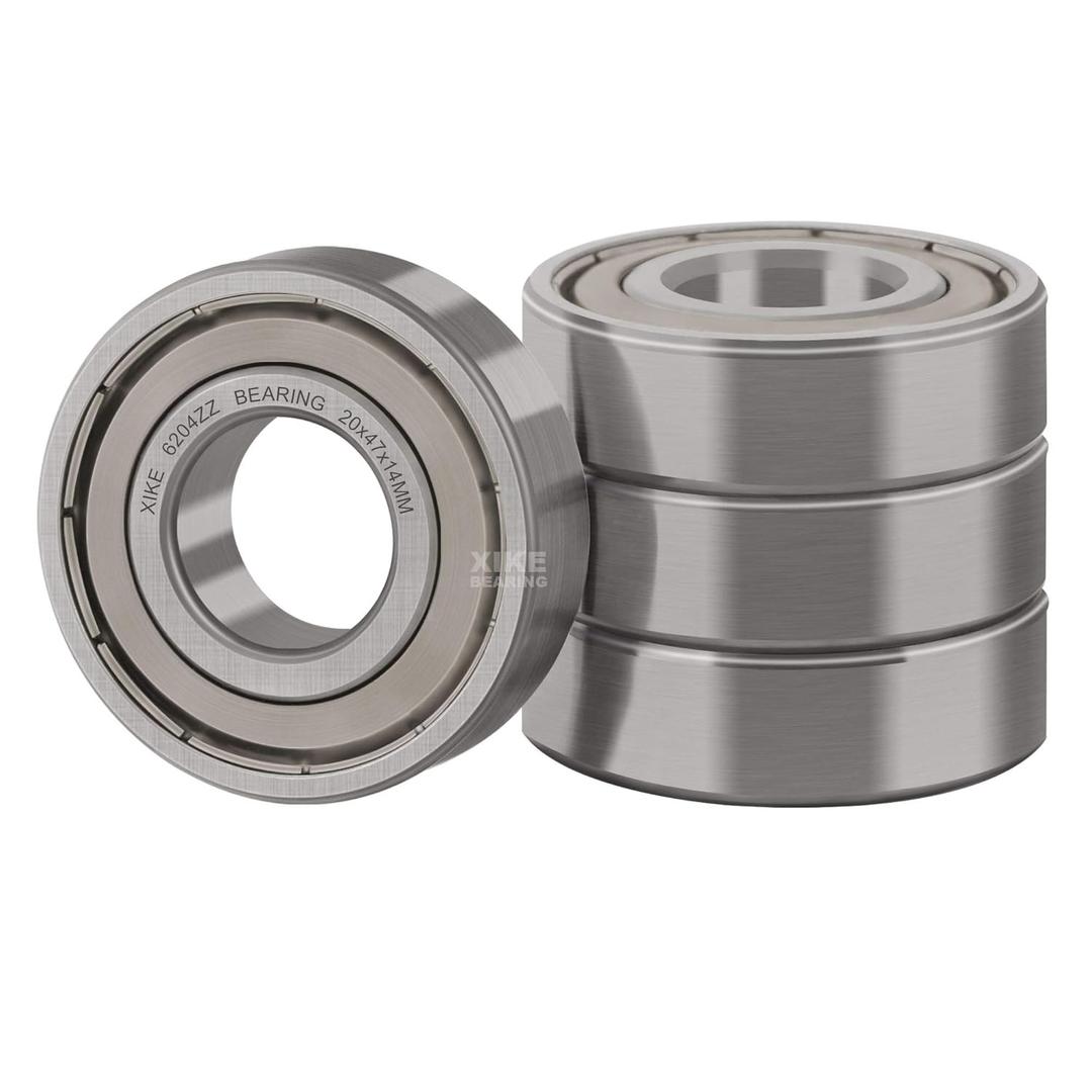 XiKe (4 Pack) 6204ZZ Double Sealed Deep Groove Ball Bearings, 20x47x14mm, Pre-Lubricated for High RPM, Chrome Steel P6, ABEC 3
