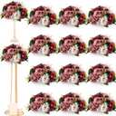 Hotop 12 Pcs Flower Balls Wedding Rose Centerpieces Silk Flower Kissing Balls Arrangement Artificial Hydrangea Flower Bouquet Faux Rose Floral Decoration (Burgundy, Dusty Pink, Creamy White)