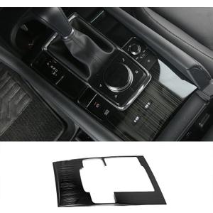 Car Accessories Fit for 2019 2020 2021 2022 2023 2024 2025 Mazda 3 Axela Interior Gear Shift Knob Console Media Panel Cover Trim (Brushed Black Style) Stainless Steel 1 PC