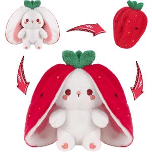 MIAODAM Strawberry Bunny Plush Toy-Soft Huggable Stuffed Animal for Babies, Kids & Collectors, Birthday Present & Nursery Decor 7inch