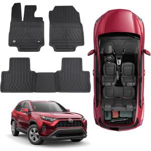 Car Floor Mats for Toyota RAV4: 2025 2024 2023 2022 2021 2020 2019, All Weather Floor Liners Custom Fit for Toyota RAV 4 Accessories