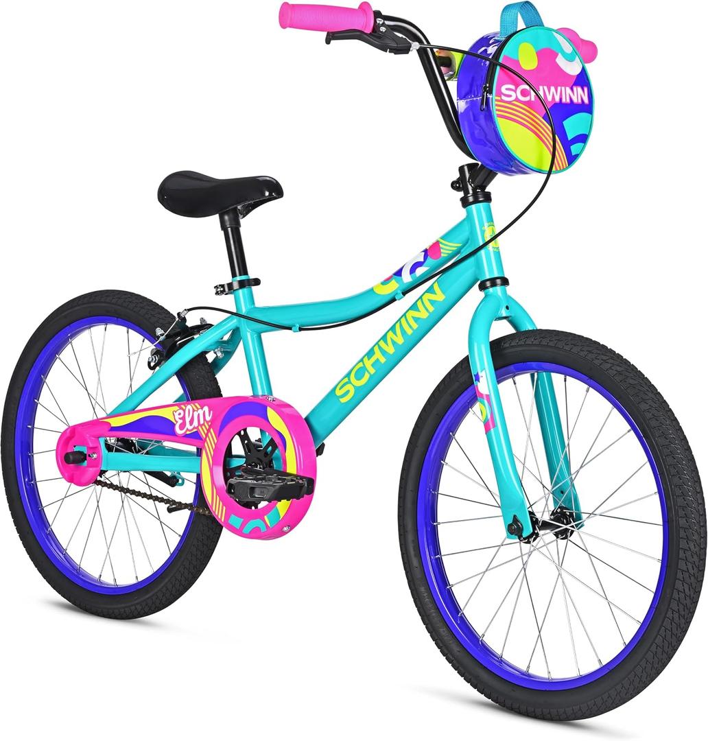 Schwinn Elm 12-Inch Bike for Kids Ages 3-5, Built for Safety and Comfort, Quick Assembly, Beginner Training Wheel Bicycle, 20" Wheel
