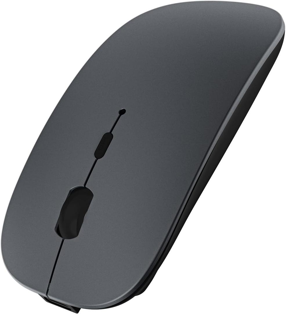SUNGI Bluetooth Mouse,Wireless Slim Silent Mouse Jiggler Rechargable Mouse for iPad/MacBook/Tablet/PC/iPhone/Cellphone,Gray