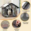 Cat House for Outdoor Cats, Weatherproof Feral Cat House with Mat and Doors, Easy to Put Together, Collapsible Warm Pet Nest Kitty Shelter for Winter, Never Blow Away
