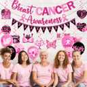 Breast Cancer Party Decorations,Pink Ribbon Hanging Swirls Breast Cancer Awareness Decorations Ceiling Hanging for Breast Cancer Awareness Month Decorations