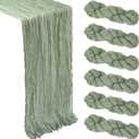 6 Pack Sage Green Cheesecloth Table Runner 10Ft Gauze Cheese Cloth Table Runner 35x120 Inch Boho Sheer Rustic Fabric for Party Decor Baby Shower Summer Wedding Centerpiece Home Table Decorations