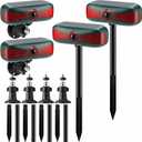 Qualirey 4 Pcs Solar Outdoor Alarm Motion Sensor 129dB Security Siren Ultrasonic Detector Strobe Light, 4 Modes Animal Deterrent Waterproof Alarm for Home, Farm (Red)