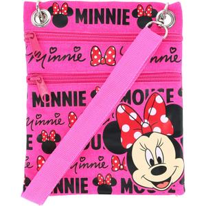 Disney's Minnie Mouse"Glam" Cross-Body Passport Purse Shoulder Bag, Neon Pink
