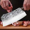 ZENG Meat Cleaver Knife, Butcher Knife Heavy Duty Kitchen Knife Stainless Steel Bone Chopping Cutting Chef knives Sharp Blade Boning Knife for Home Kitchen Camping BBQ Restaurant