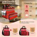 Food Delivery Backpack, Large Insulated Backpack for Doordash/Uber Eeats, Expandable Cooler Bags for Bike/Motorcycle with Reflective Strip/Cup Holders,Reusable Pizza Food Delivery Bag with Hand Straps