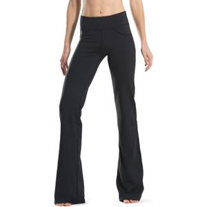 Safort 34" Inseam Regular Tall Bootcut Yoga Pants Flared Leg Dress Pants with Pockets for Casual (Small, Black)