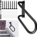 Pasimy Hand Rails for Outdoor Steps, Right Side Wall Mount Stairs Railing for 1-3 Stairs, Indoor Porch Garage Garden Handle (220LBs Loading)