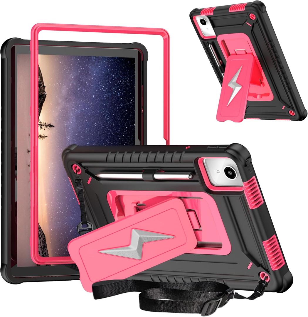 DETUOSI Case for Lenovo Tab M11 (TB-330FU/TB-330XU) 11 inch /K11/Xiaoxin Pad 2024, Heavy Duty Protection Shockproof Rugged Cover for Lenovo Tab M11 Case with Stand and Shoulder Strap